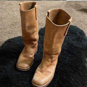 Vintage Leather Square Toe Boots